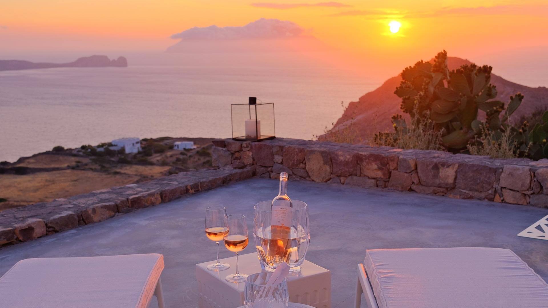 Athena Suite in Milos | Patio at sunset